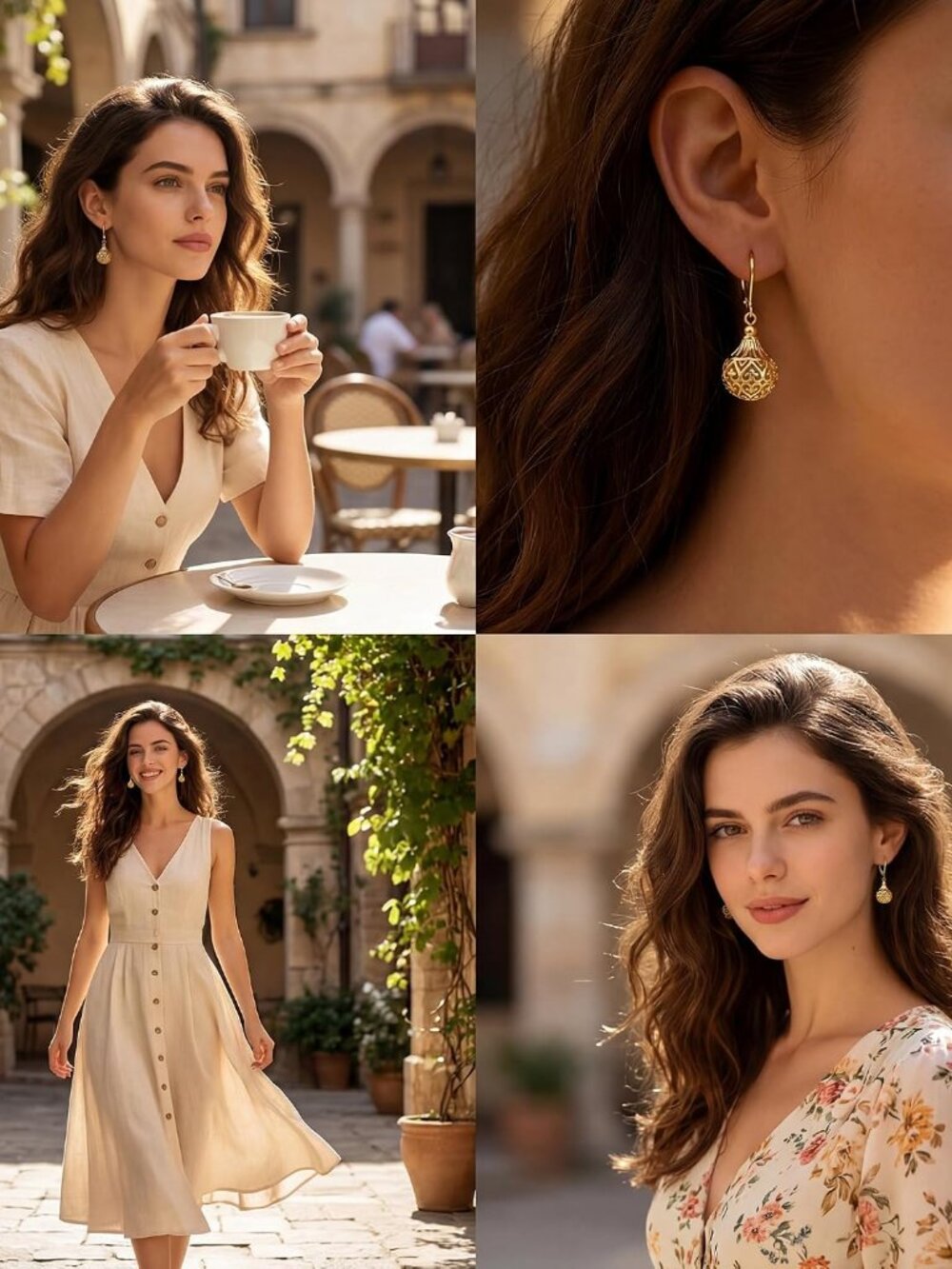 Women's Filigree Gold Silver Earrings with Hypoallergenic Leverback Texture | 14 - Picture 7 of 7